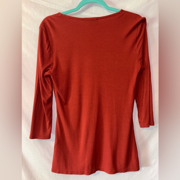 INC International Concepts Red V-Neck Blouse - Picture 6 of 8